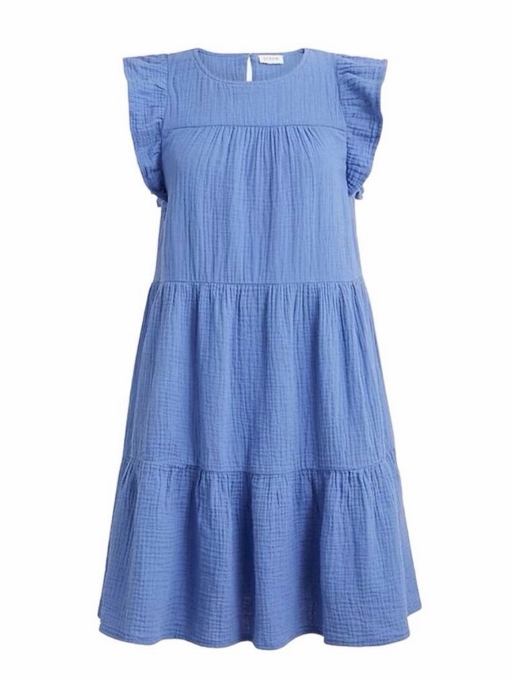 J. Crew Factory Blue Tiered Mini Gauze Dress
